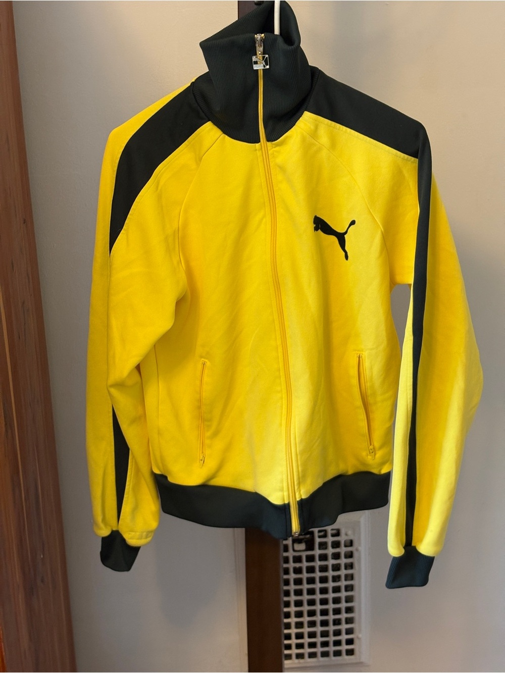 Vintage Puma Yellow and Black Track Jacket M